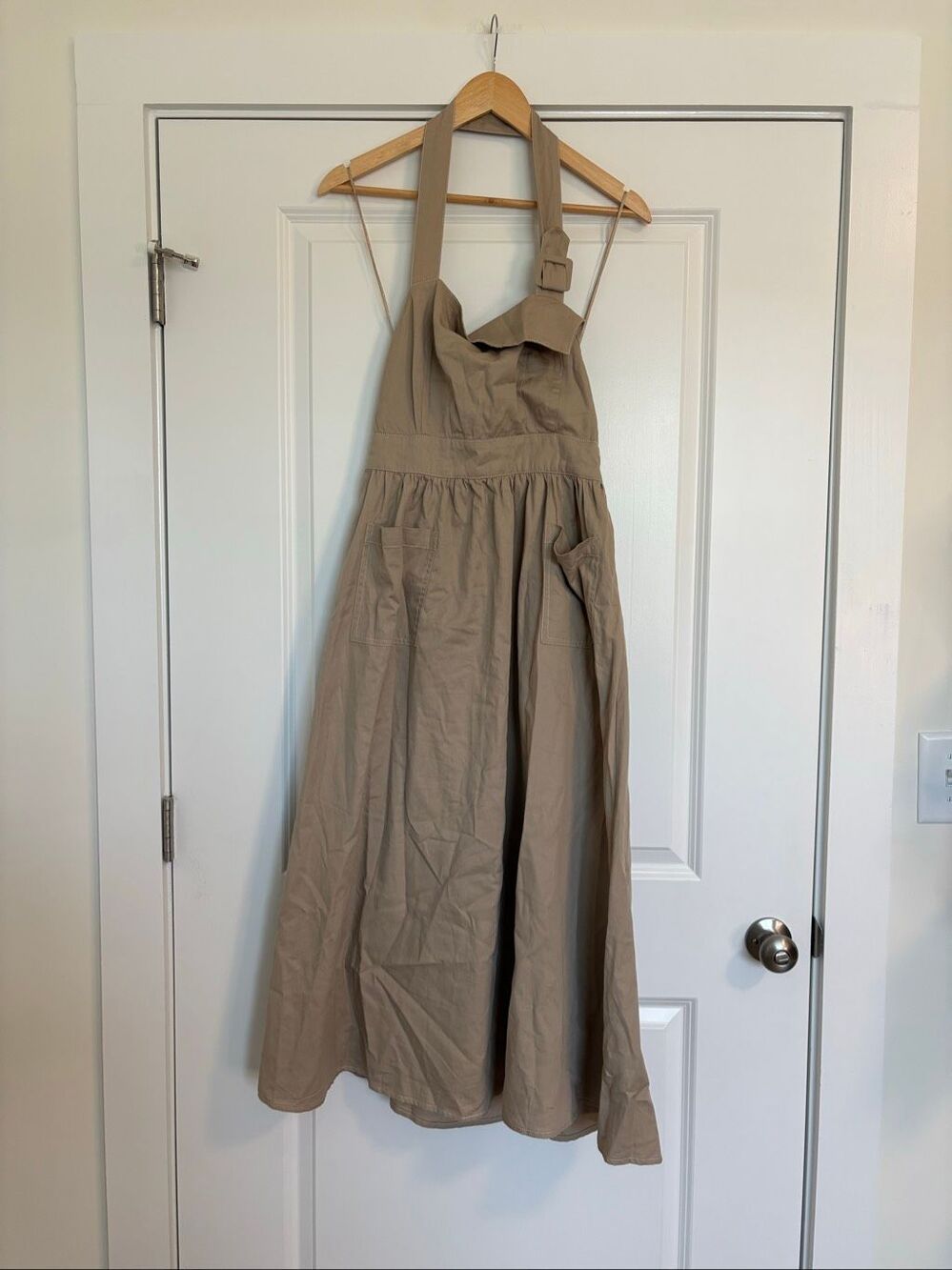 NWOT Anthropologie Porridge Halter Utility Midi Dress In Neutral Size Small - Picture 4 of 11